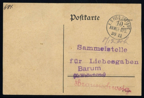 1914, Altdeutschland Braunschweig, Brief