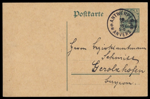 1914, Deutsche Besetzung I. WK Belgien, P1, Brief