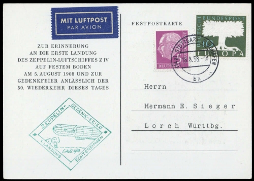 1958, Bundesrepublik Deutschland, 179 + 268, Brief