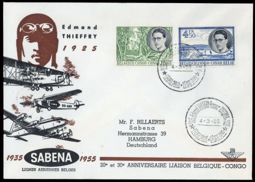 1955, Belgisch Kongo, 327 + 328, Brief