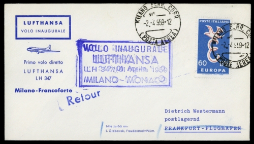 1959, Luftfahrt,Flugpost,Lufthansa, Brief