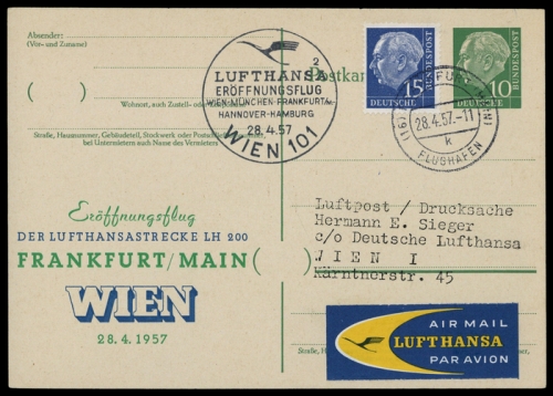 1957, Luftfahrt,Flugpost,Lufthansa, Brief