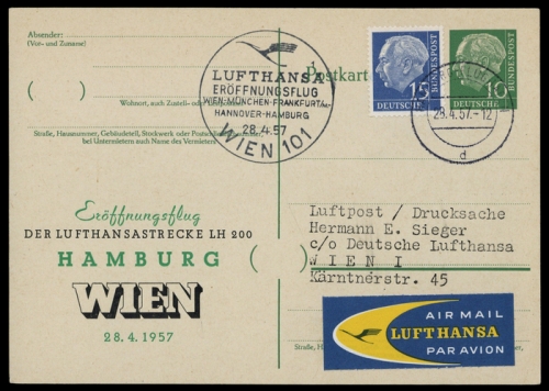 1957, Luftfahrt,Flugpost,Lufthansa, Brief