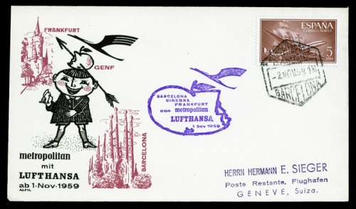 1959, Luftfahrt,Flugpost,Lufthansa, Brief