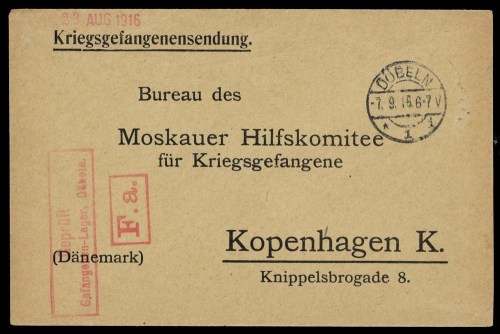 1916, Kriegsgefangenenlagerpost, Brief