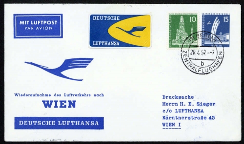 1957, Luftfahrt,Flugpost,Lufthansa, Brief