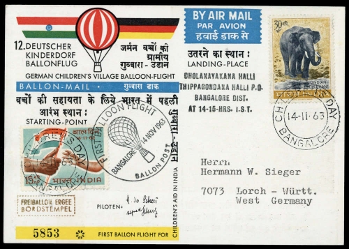 1963, Luftfahrt,Ballon,Ballonpost, DKB 12, Brief