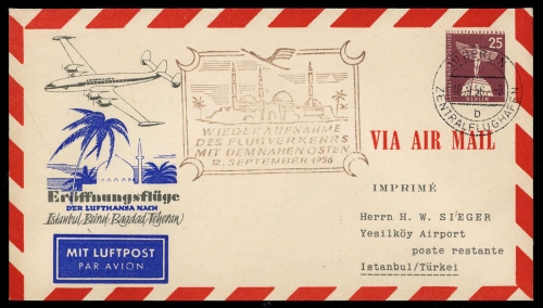 1956, Luftfahrt,Flugpost,Lufthansa, Brief