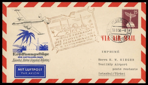 1956, Luftfahrt,Flugpost,Lufthansa, Brief
