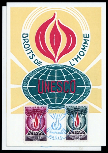 1969, Frankreich Dienstmarken für die UNESCO, 9-11 MK, Brief