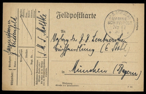 Schiffahrt,Schiffspost,Marine Schiffspost nach Nummern, Brief