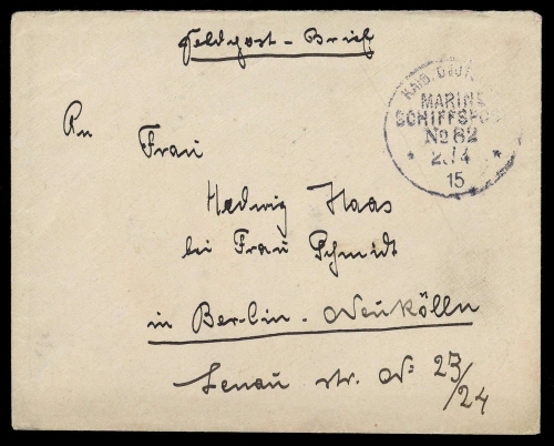 Schiffahrt,Schiffspost,Marine Schiffspost nach Nummern, Brief