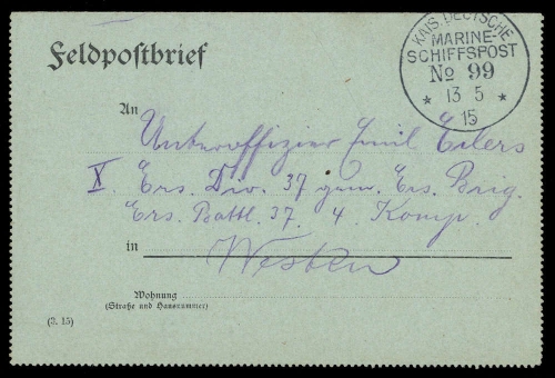 Schiffahrt,Schiffspost,Marine Schiffspost nach Nummern, Brief