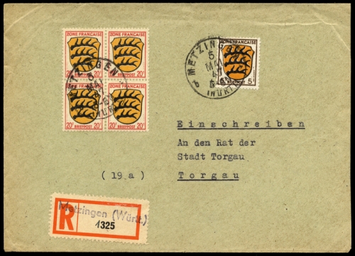 Französische Zone Württemberg, Brief
