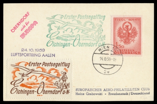 1959, Luftfahrt,Flugpost,Segelflugpost, Brief