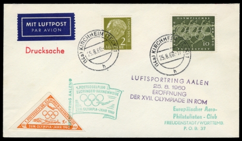 1960, Luftfahrt,Flugpost,Segelflugpost, Brief
