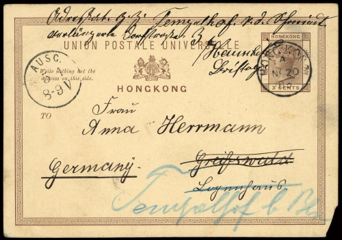 1883, Hongkong, Brief
