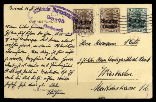 1914, Deutsche Besetzung I. WK Belgien, 1-2, Brief