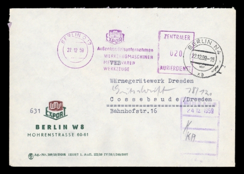 DDR Dienstpost, Brief