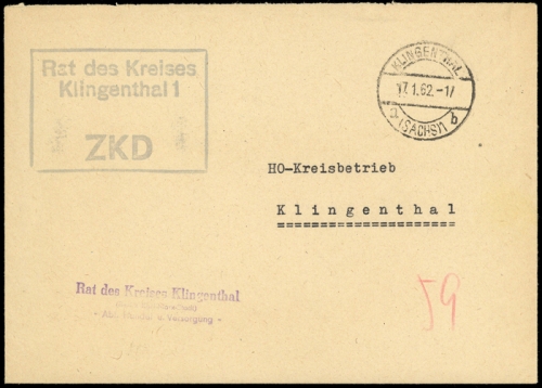 1962, DDR Verwaltungspost B Zentraler Kurierdienst, Brief