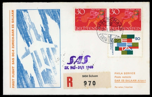 1968, Luftfahrt,Flugpost,sonstige Fluggessellschaften, Brief