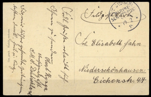 1915, Deutsche Marine Schiffspost, Brief
