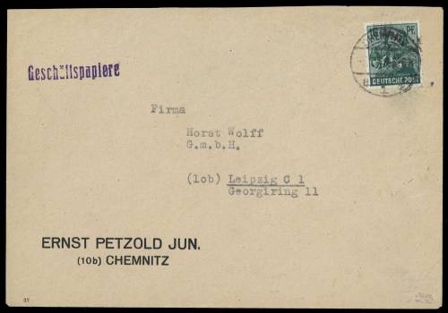 1948, SBZ Handstempel Bezirk 41, 172 X, Brief