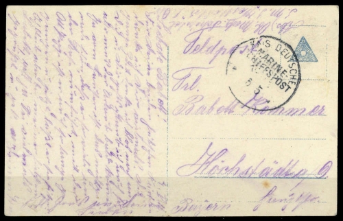 1916, Deutsche Marine Schiffspost, MSP 15, Brief