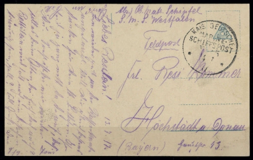1917, Deutsche Marine Schiffspost, MSP 15, Brief