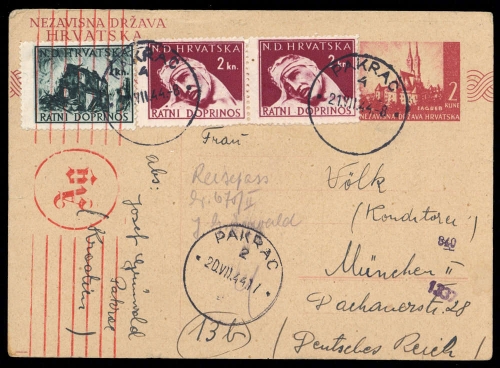 1944, Kroatien, ZZ 3-4 u.a., Brief