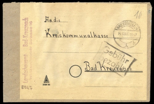 Französische Zone Rheinland Pfalz, Brief