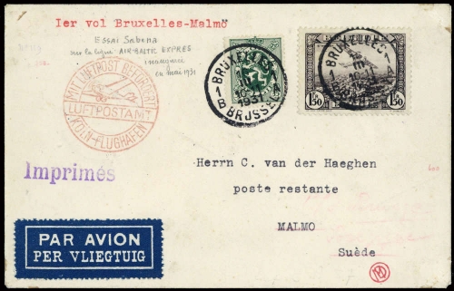 1931, Belgien, 281 u.a., Brief
