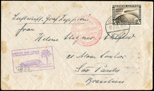 1931, Zeppelin,Zeppelinpost LZ 127,Suedamerikafahrten 1931, Si ...