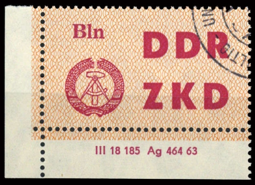 1963, DDR Verwaltungspost C Laufkontrollzettel ZKD, 1 DV 2, cto