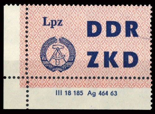 1963, DDR Verwaltungspost C Laufkontrollzettel ZKD, 9 DV 2, cto