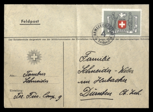 1939, Schweiz Soldatenmarken, Brief