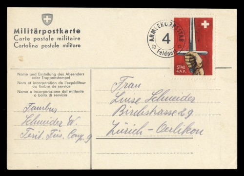 1940, Schweiz Soldatenmarken, Brief