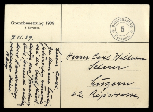 1939, Schweiz Soldatenmarken, Brief