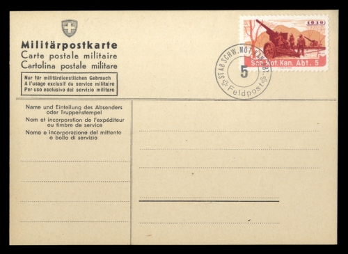 1939, Schweiz Soldatenmarken, Brief