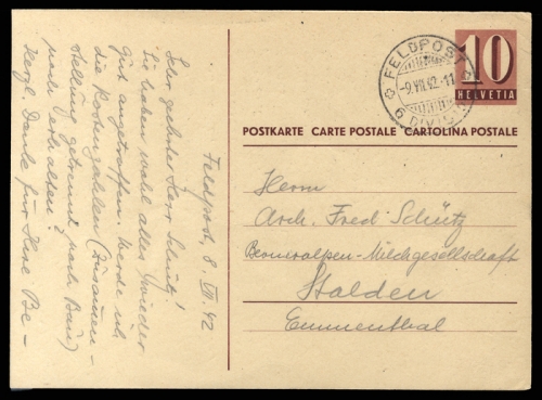 1942, Schweiz Soldatenmarken, P, Brief
