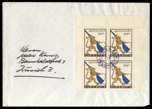 1940, Schweiz Soldatenmarken, Brief