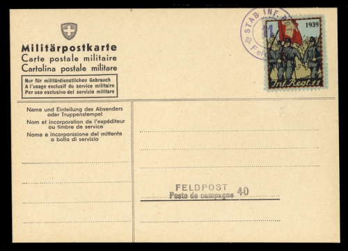 1939, Schweiz Soldatenmarken, Brief