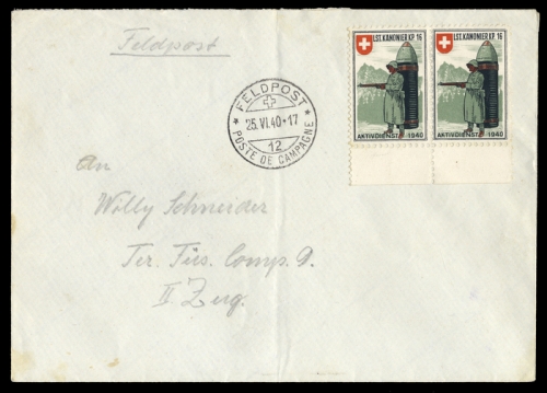 1940, Schweiz Soldatenmarken, Brief