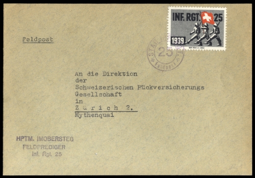 1939, Schweiz Soldatenmarken, Brief