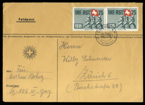 1939, Schweiz Soldatenmarken, Brief
