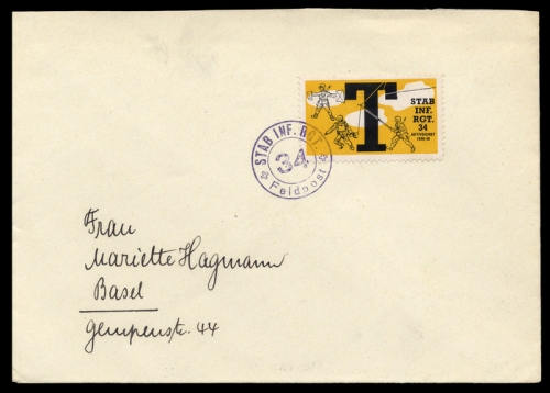 1939, Schweiz Soldatenmarken, Brief