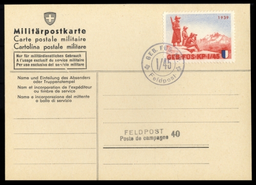 1939, Schweiz Soldatenmarken, Brief