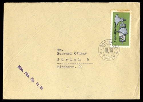 1939, Schweiz Soldatenmarken, Brief