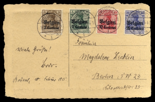 1914, Deutsche Besetzung I. WK Belgien, 1-4, Brief