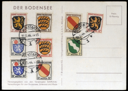 1945, Französische Zone Allgemeine Ausgabe, 1-4, 6-10, Brief